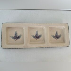 Home & Garden Party Northwoods Stoneware Rectangular Divided Server Pinecone